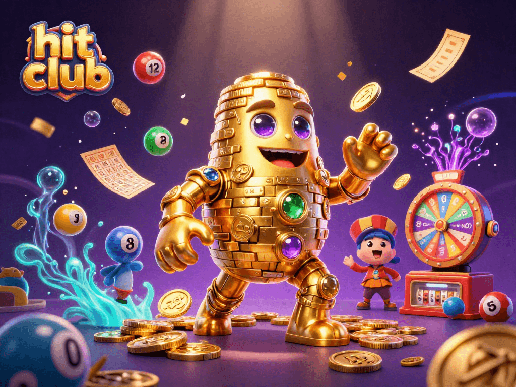 Win big at the hit club lottery with vibrant ticket and prize elements in a lively casino scene.