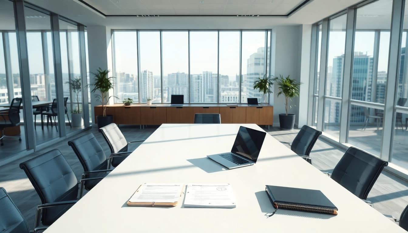 Professionelle Atmosphäre für Personalvermittlung am modernen Arbeitsplatz, inklusive Laptop und Bewerbungsunterlagen.