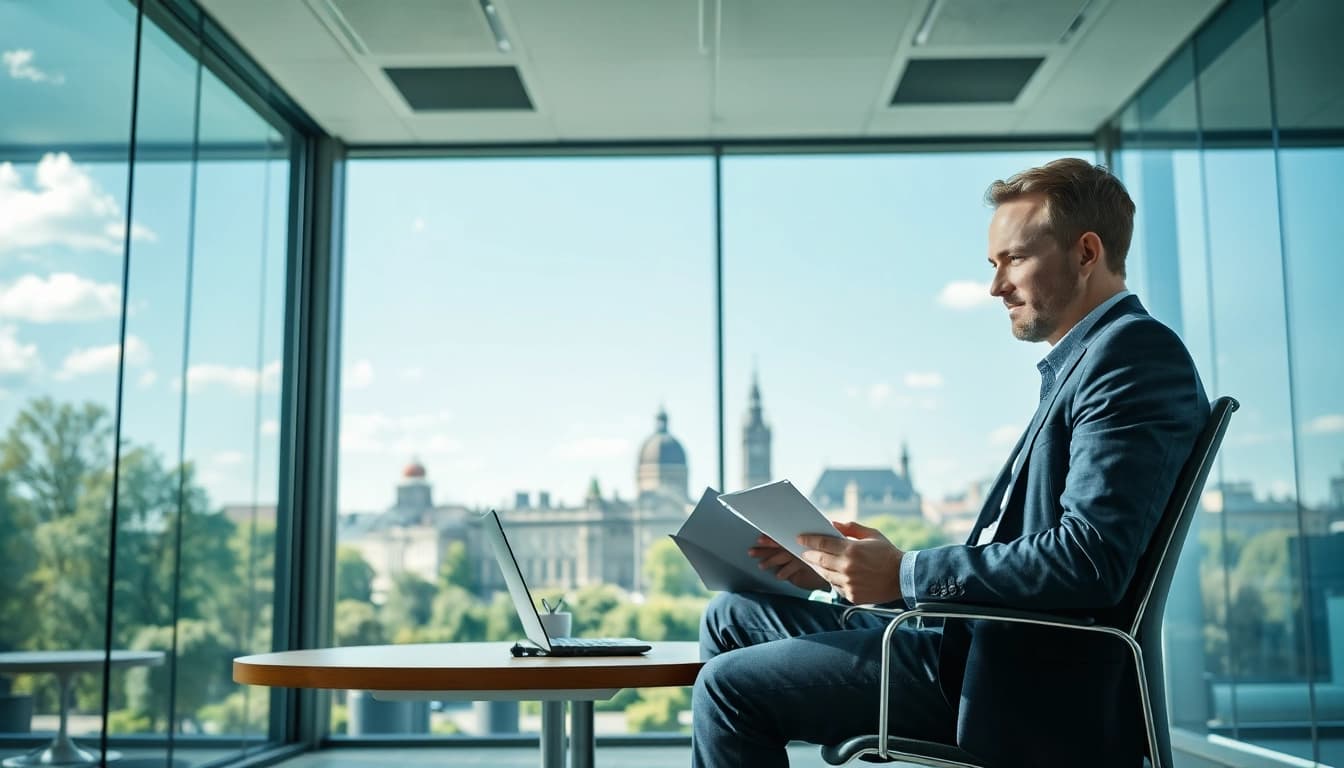Headhunter Dresden führt ein professionelles Meeting in einem modernen Büroumfeld.