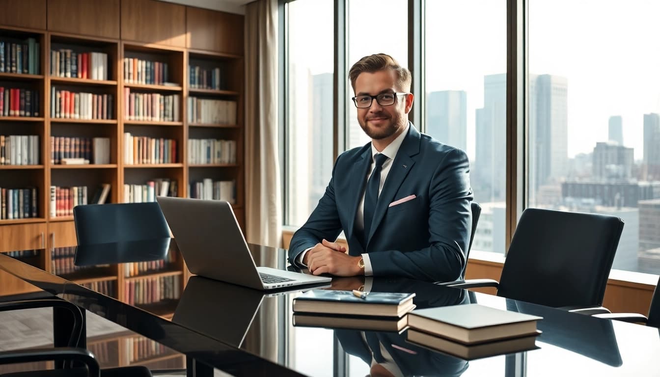 Headhunter CEO berät in einem modernen Konferenzraum, zeigt Professionalität und Expertise.