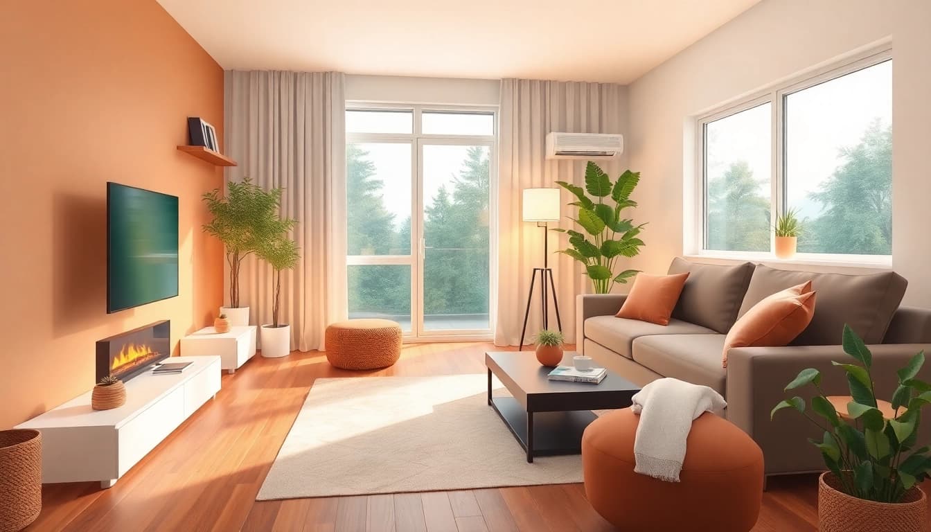 Klimaanlage enhancing the comfort of a modern living room with energy-efficient design.