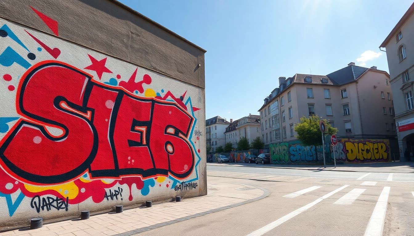 Erleben Sie eindrucksvolles Graffiti Stuttgart, mit farbenfrohen Wandgemälden, die die urbanen Straßen beleben.