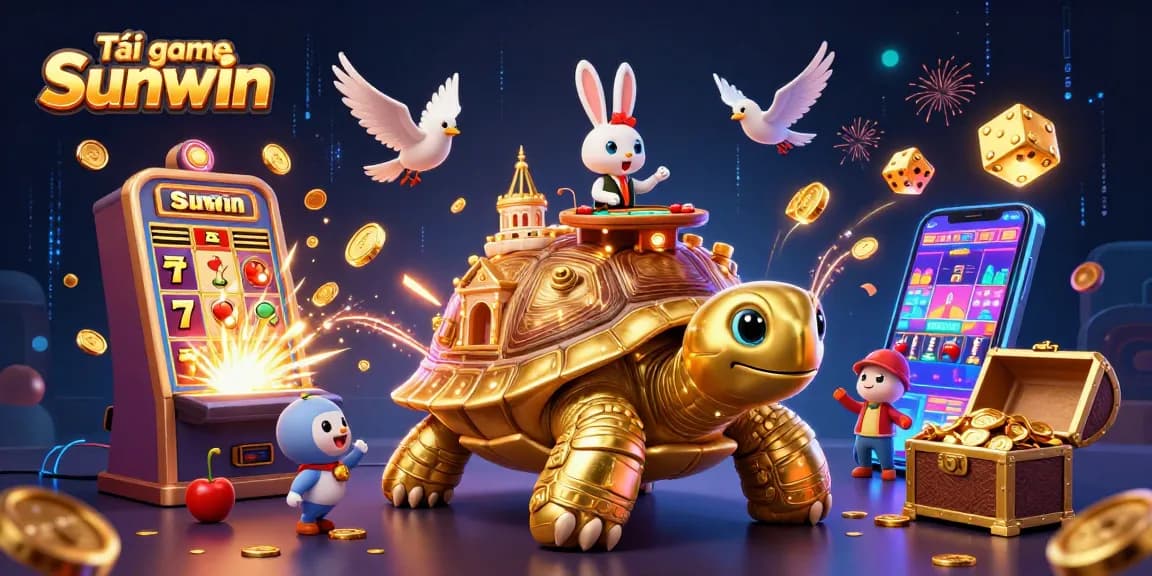 Experience the thrill of Tải game Sunwin with an enchanting golden tortoise casino and vibrant gaming elements.