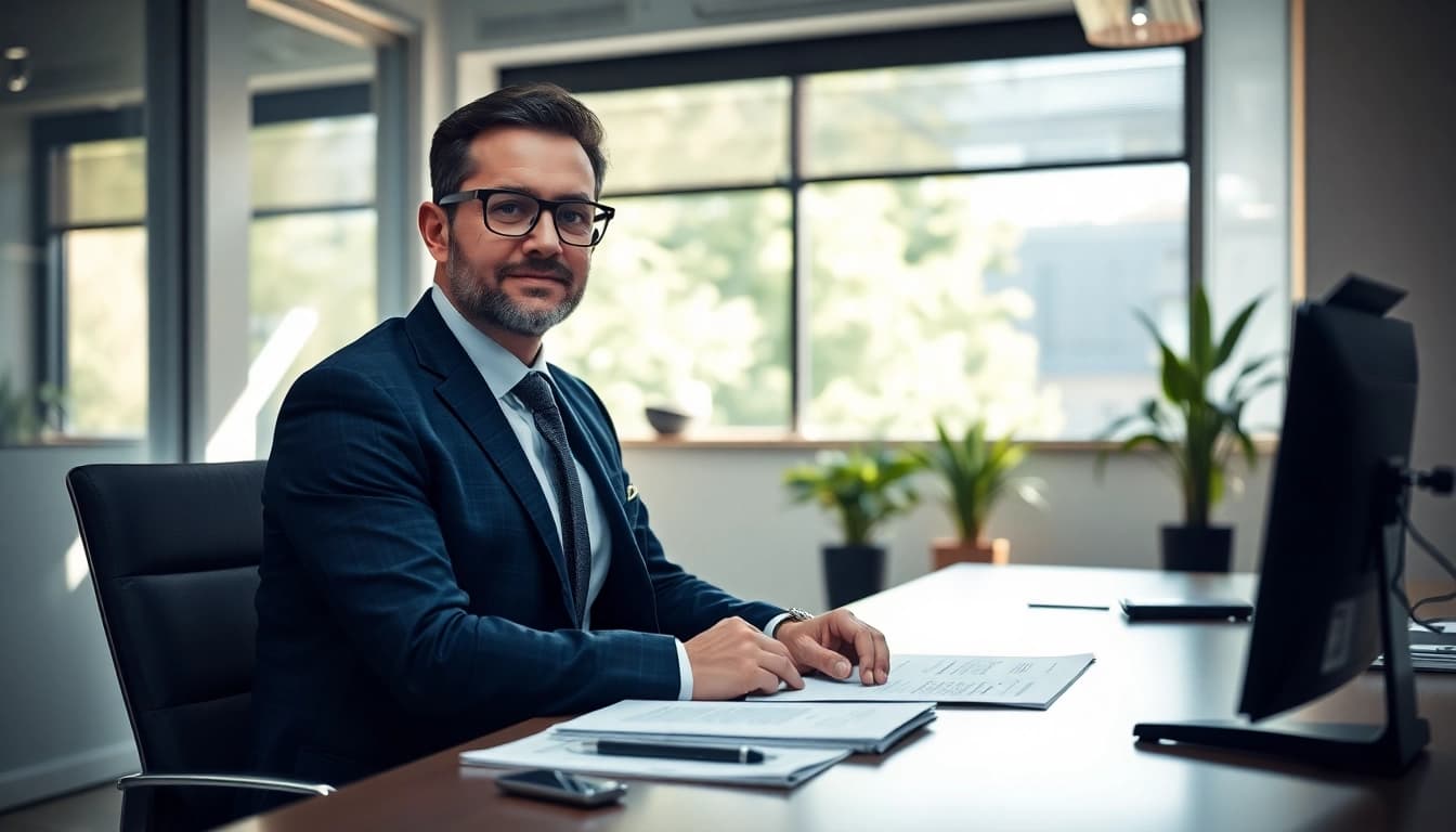 Headhunter Solingen diskutiert Lebensläufe in einem modernen Büro.
