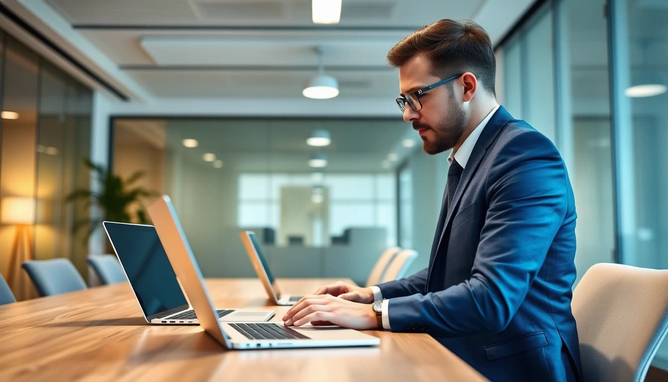 Headhunter, der mit hochwertigen Kandidaten im modernen Büro kommuniziert, zeigt professionelle Atmosphäre.