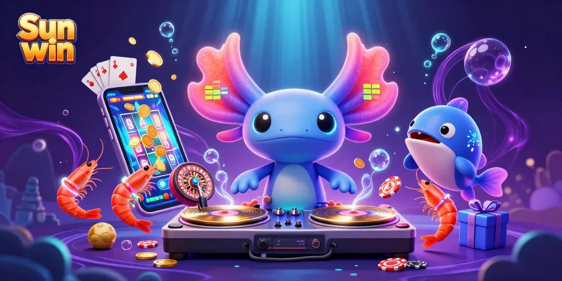 Experience Sun win through fun characters and vibrant casino elements in this dynamic underwater scene.