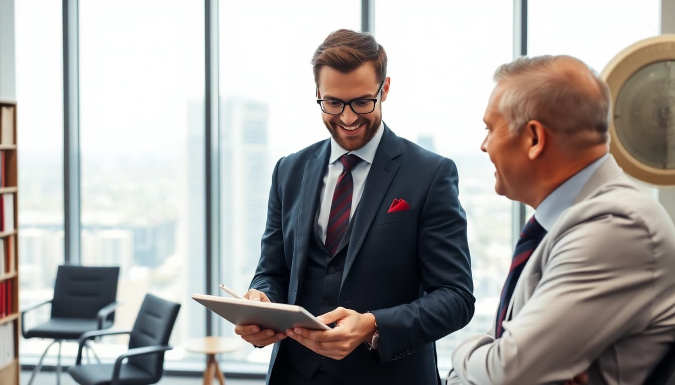 Headhunter Schweiz im Gespräch mit einem Kandidaten in einem modernen Büro