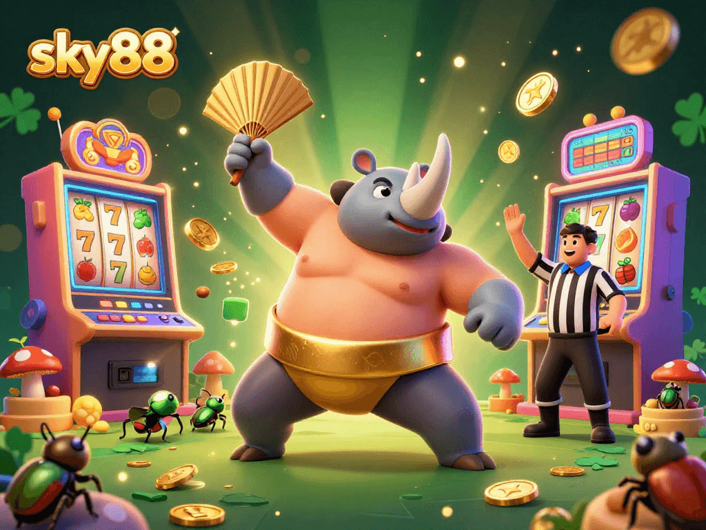 Experience thrilling gameplay at sky88 with vibrant 3D characters and engaging slot machine action.