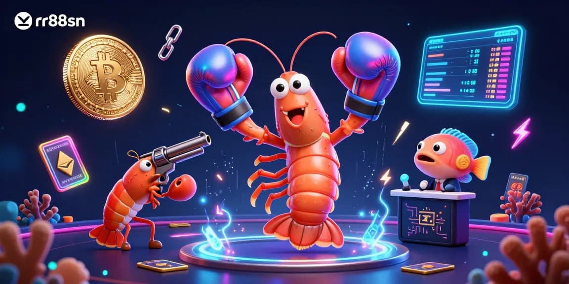 Engage with fast-paced gambling action at rr88sn, showcasing a vibrant 3D scene with crypto elements.