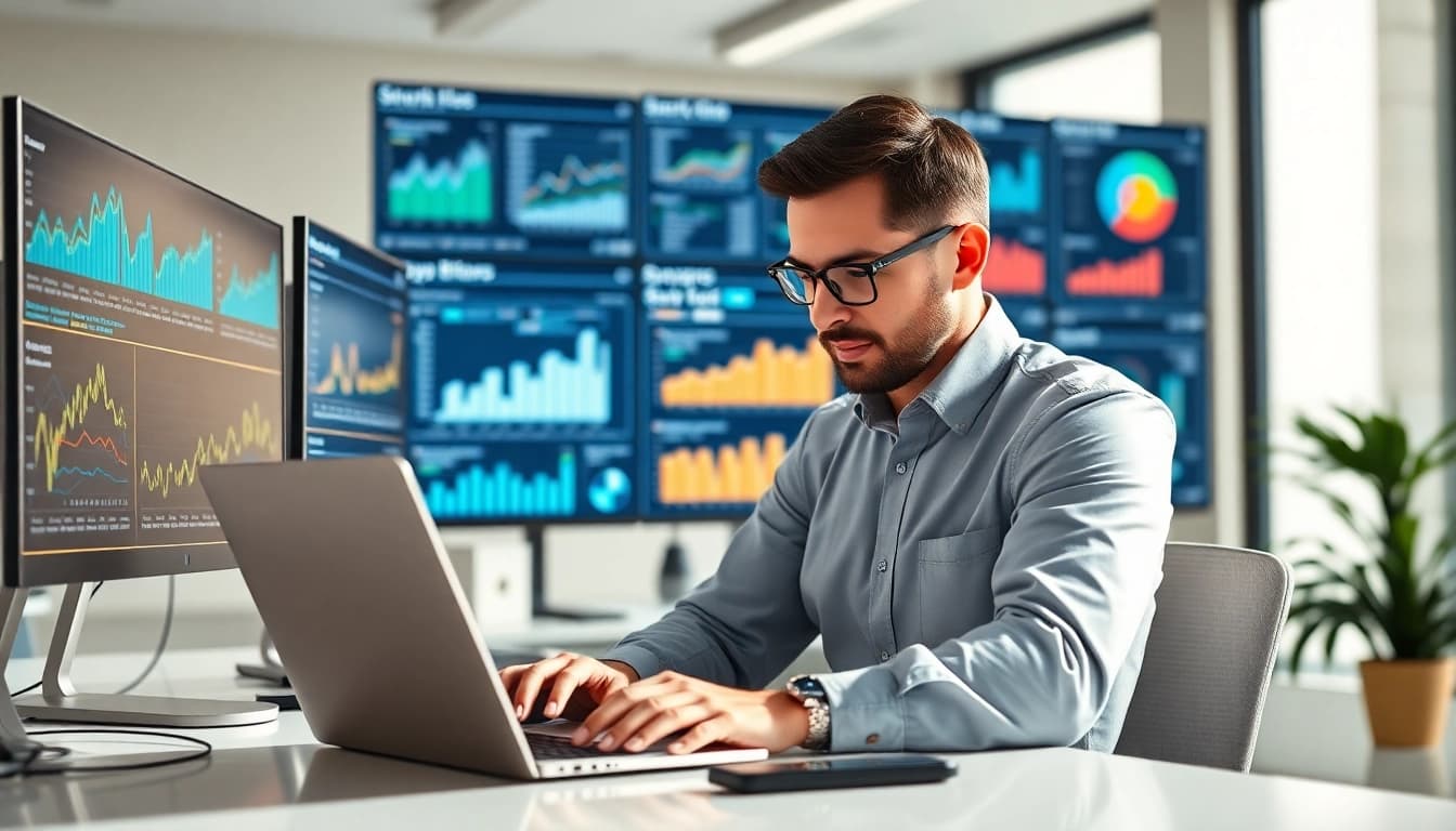 Efficient analysis of Shopware SEO strategies in a modern office setting.