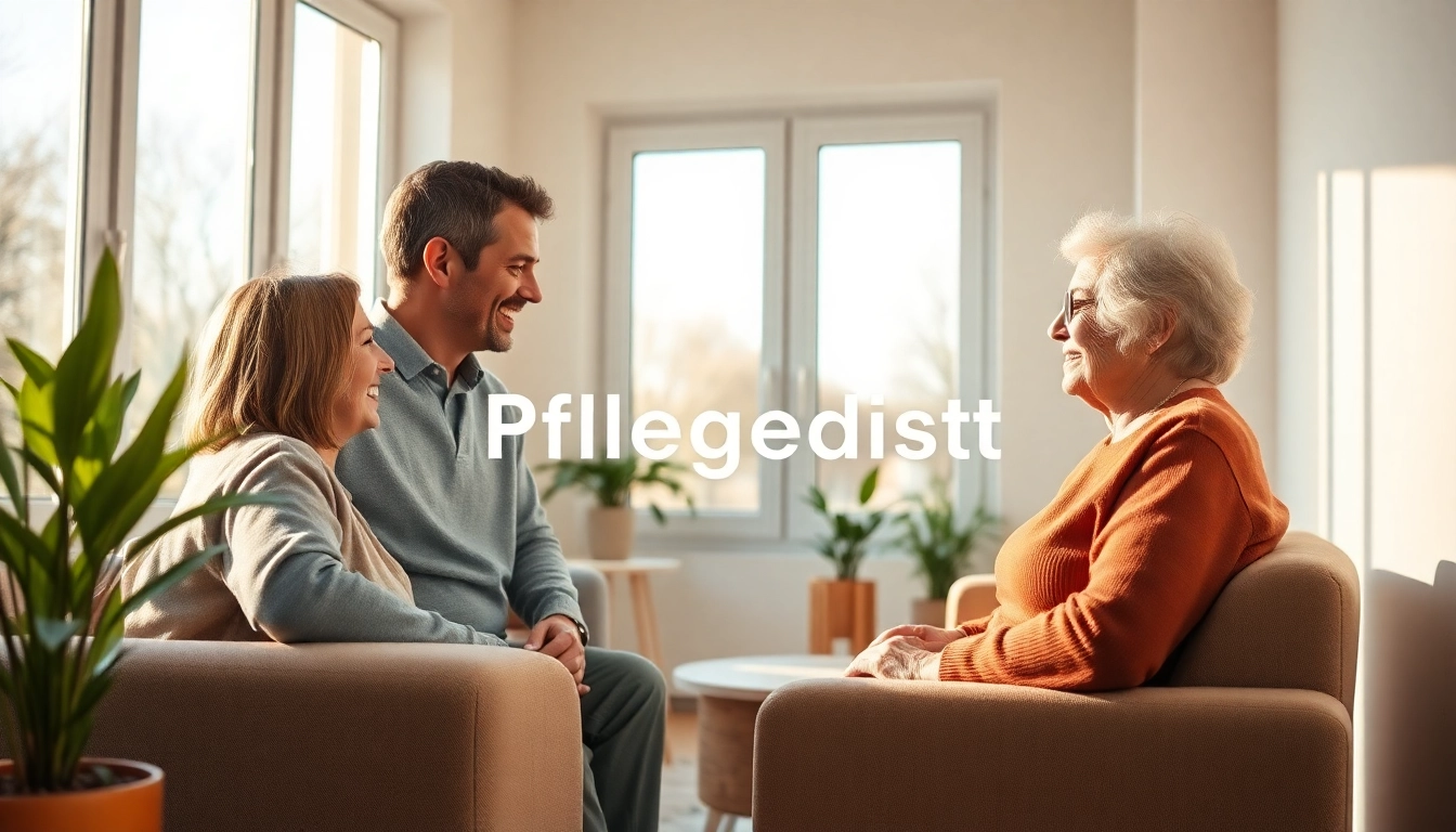 Freundlicher Pflegedienst-Experte bietet Unterstützung im Wohnzimmer einer modernen Einrichtung.