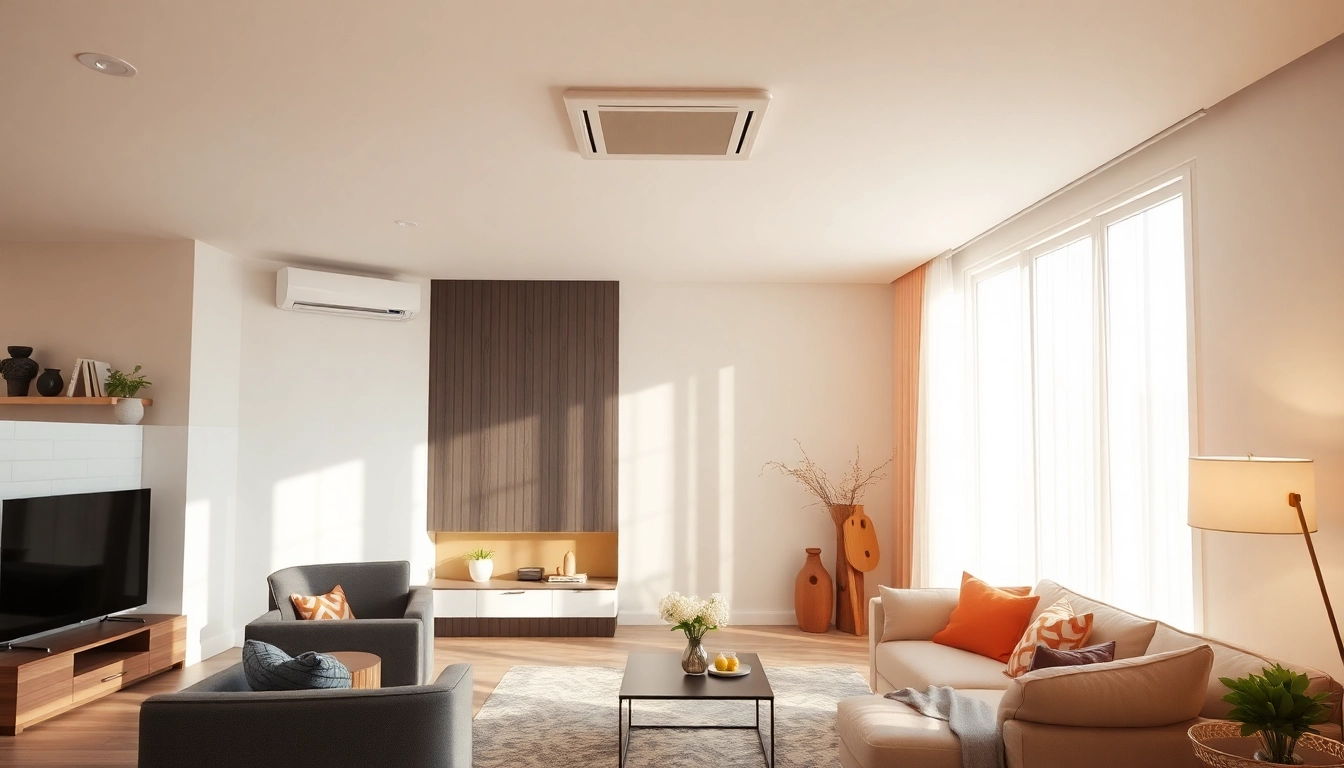 Efficient Klimaanlage cooling a stylish living room, enhancing comfort and design.