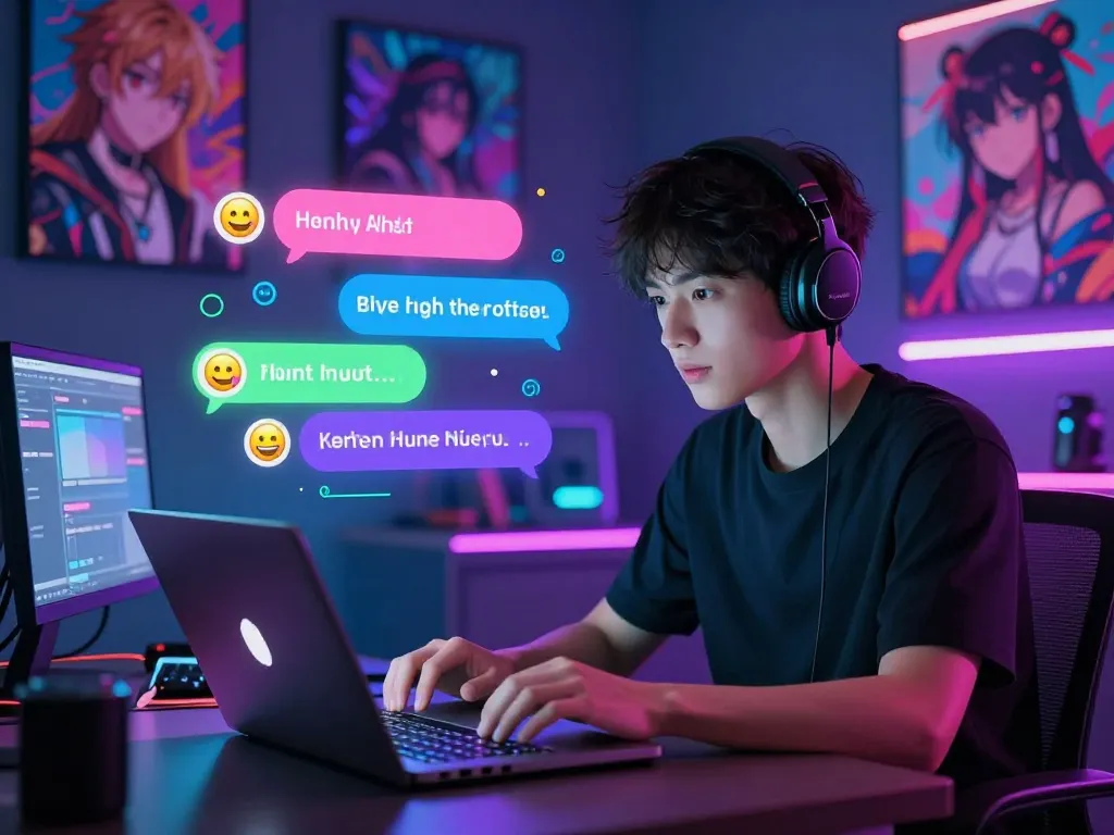 Engaging scene of hentai AI chat with animated avatar and user interaction, showcasing colorful interface.