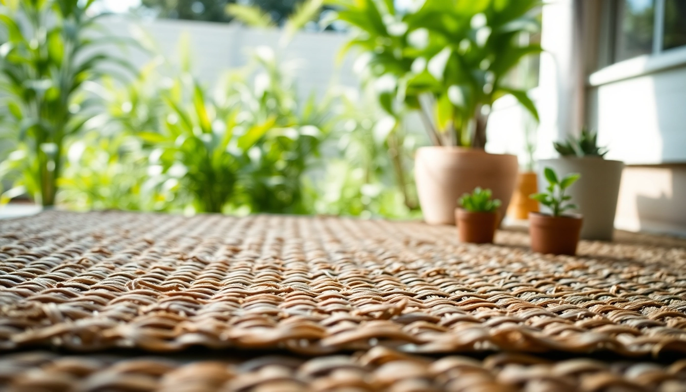 Die Hanfmatte in einem schönen Garten mit sanften Texturen und einem natürlichen Farbton.