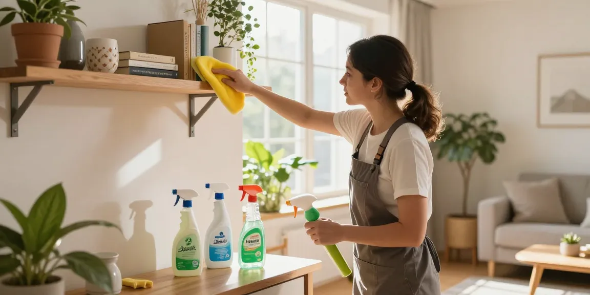 Residential cleaning in action with reinigung offerte prominently featured, showcasing a professional cleaner making homes shine.