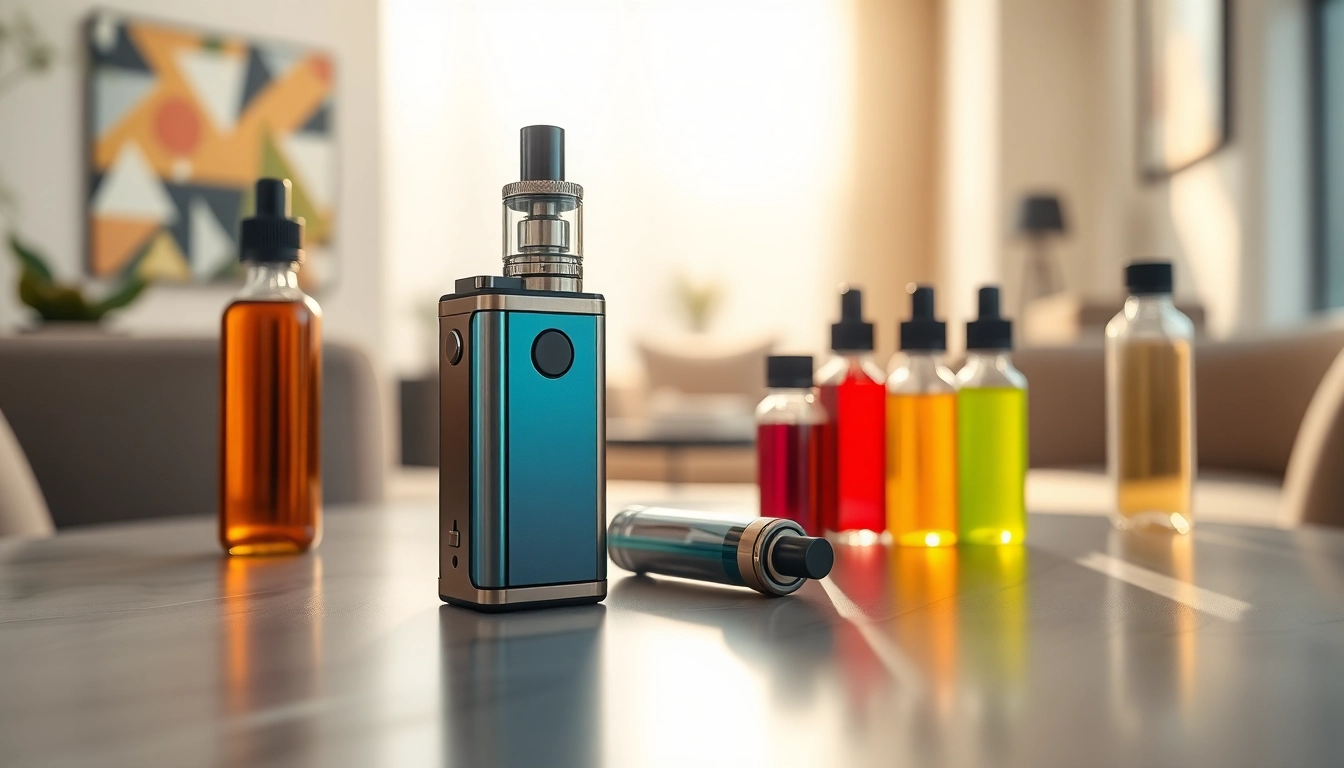 Genießen Sie hqd vape mit stylischem Zubehör und lebhaften Aromen auf einem eleganten Tisch.