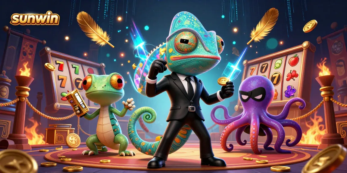 Experience sunwin's thrilling slots with lively characters and vibrant casino elements.