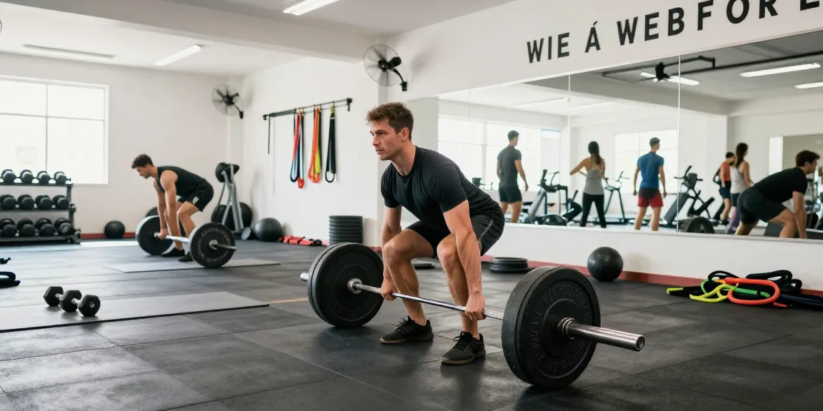 Kraftvolle Fitnessszene, die einen Mann beim Gewichtheben im Steroidshop-Fitnessstudio zeigt und Stärke und Engagement hervorhebt.