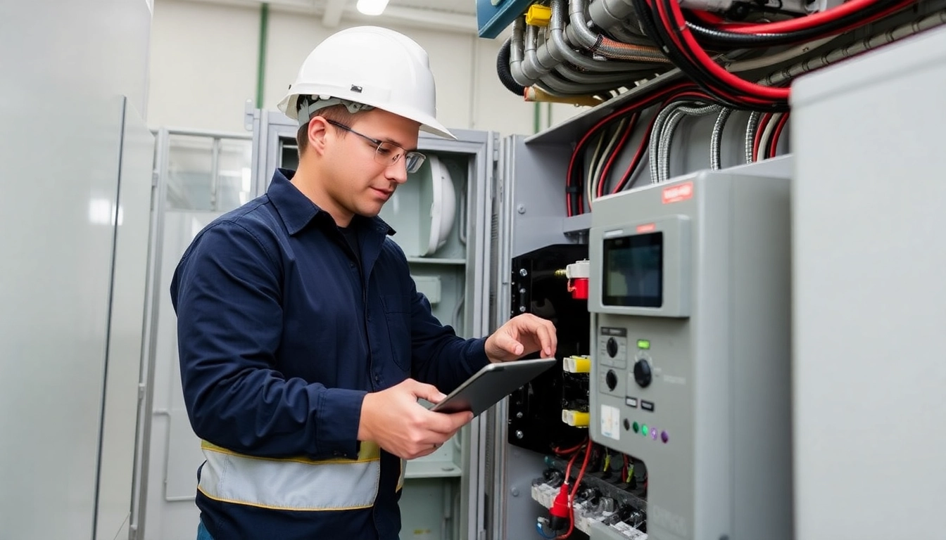 Technician conducts a DGUV V3 Prüfung to ensure safety of electrical equipment in a professional setting.