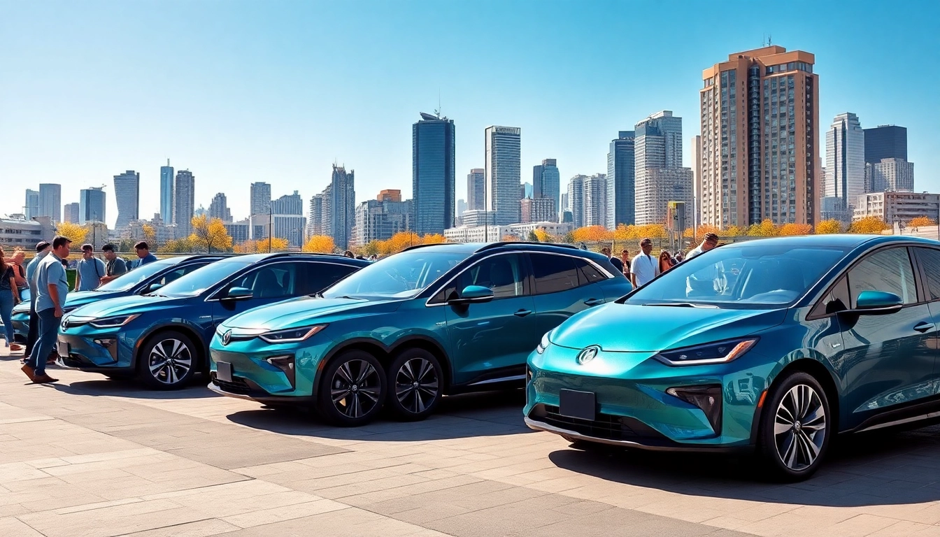 Elektroautos displayed in an urban setting, highlighting modern design and technology.