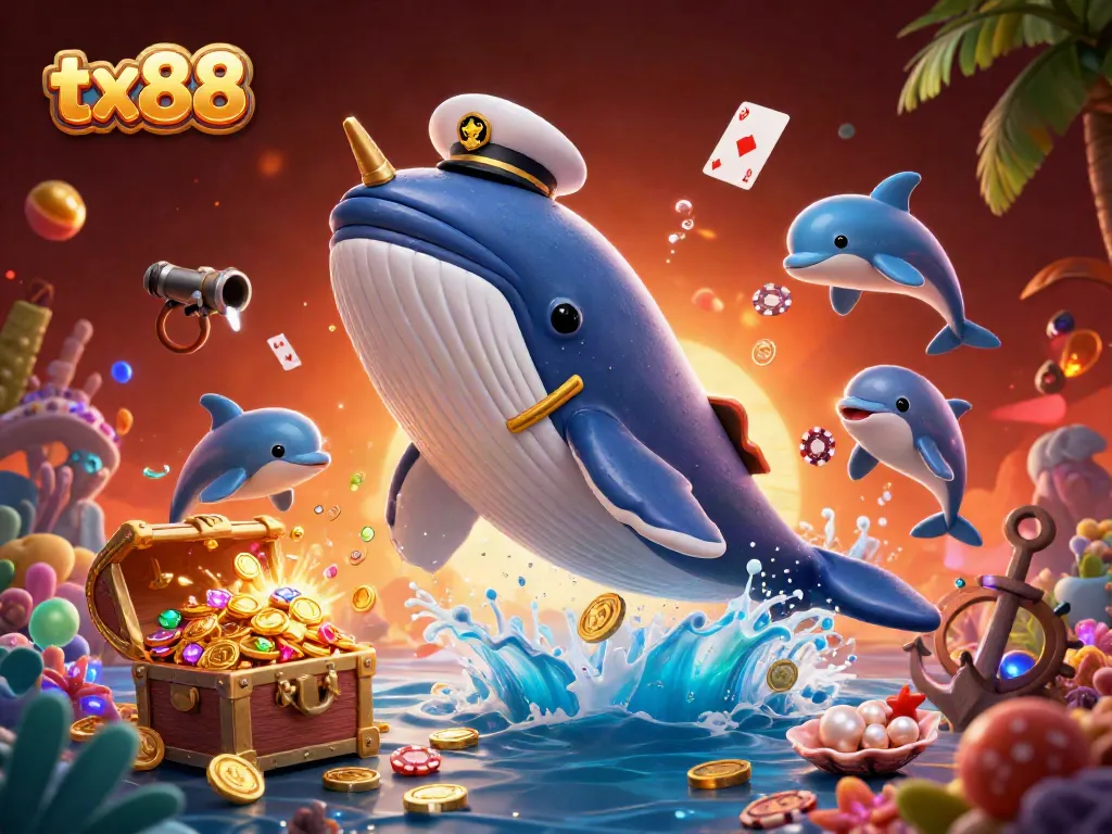 Experience thrilling tx88 gaming with a magical underwater scene filled with whimsical characters and vibrant casino elements.
