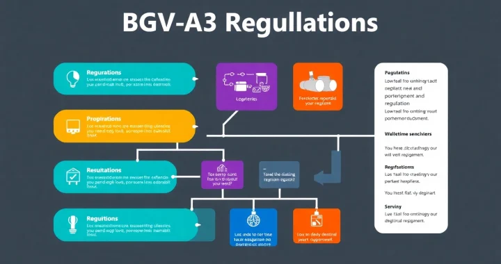 Illustrate BGV A3 safety guidelines for electrical installations, featuring key regulations and checklists in a clear design.