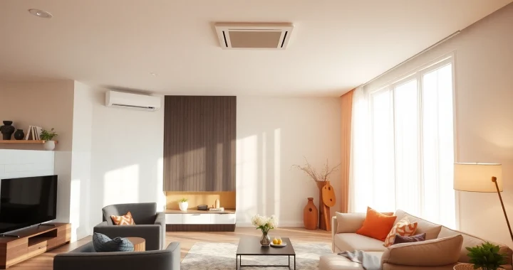 Efficient Klimaanlage cooling a stylish living room, enhancing comfort and design.
