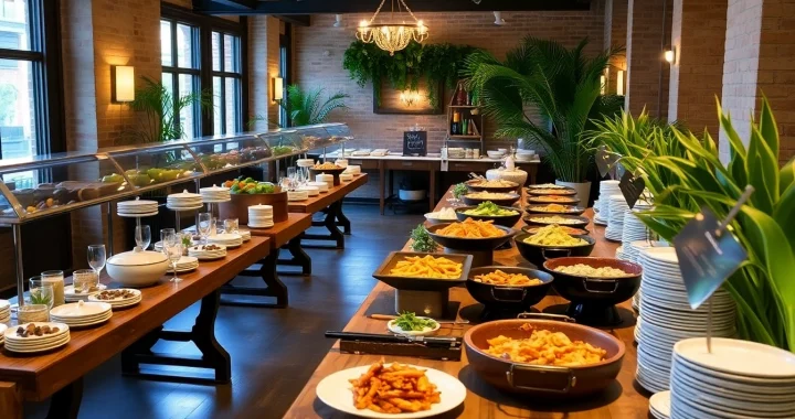 Delicious buffet options showcasing partyservice selections for festive gatherings.