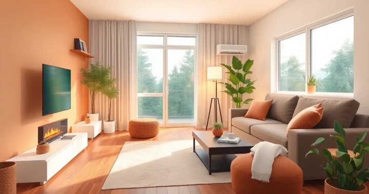 Klimaanlage enhancing the comfort of a modern living room with energy-efficient design.