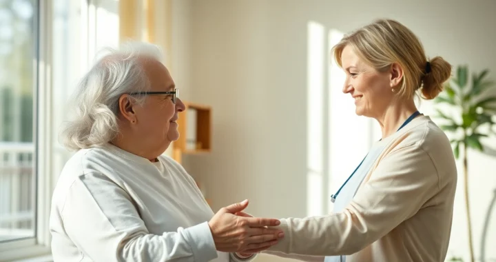 Ambulanter Pflegedienst Köln: Freundlicher Pflegekraft unterstützt älteren Patienten zu Hause.