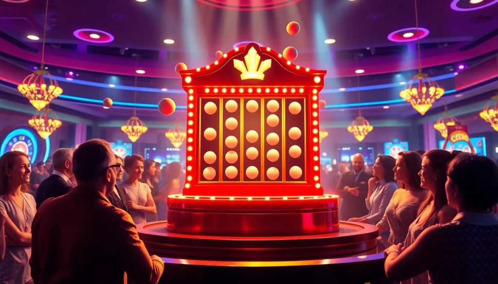 Erlebe das aufregende Plinko Casino mit glücklichen Spielern und einem strahlenden Plinko-Brett im Mittelpunkt des Geschehens.