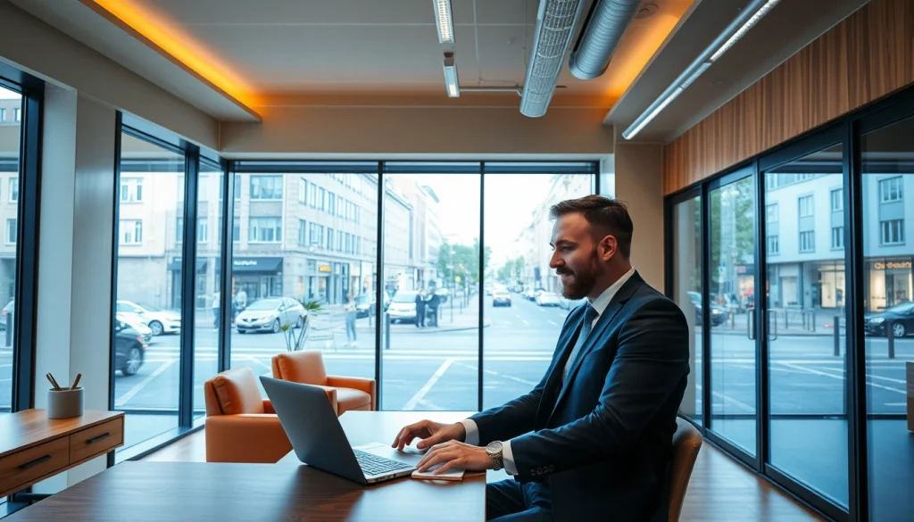 Professioneller Headhunter Chemnitz bei der Arbeit mit modernen Technologien im Büro.