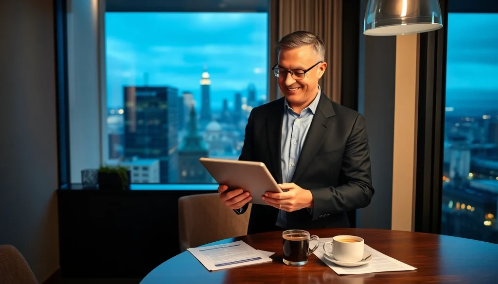 Headhunter Frankfurt inspiriert durch professionelles Büro mit Skyline-Blick.