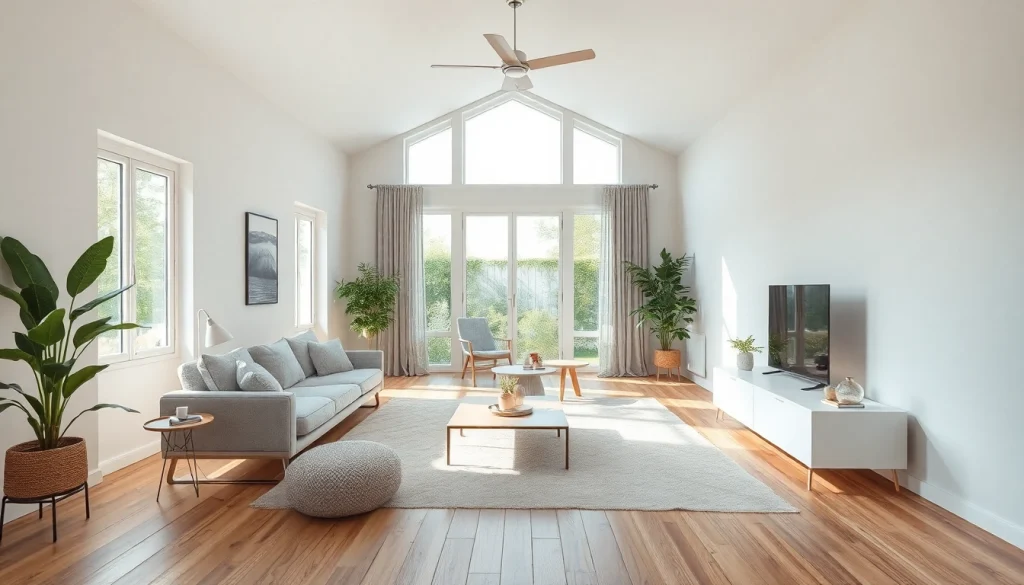 Raumgestaltung in einem hellen und modernen Wohnbereich mit warmen Farben und harmonischen Texturen.