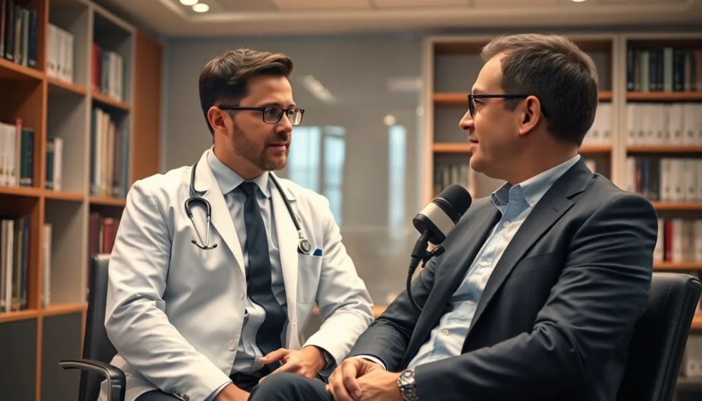 Headhunter Ärzte beraten und vermitteln Fachärzte in einer modernen Büroszene.