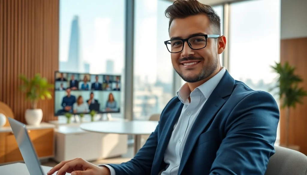 Headhunter Schweiz im modernen Büro mit professionellem Augenmerk auf virtuelle Meetings