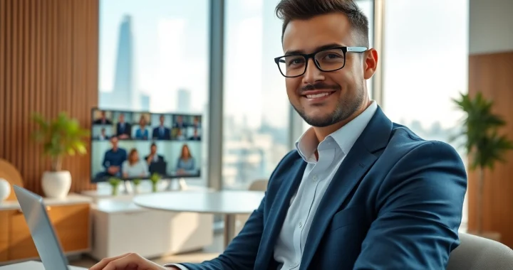 Headhunter Schweiz im modernen Büro mit professionellem Augenmerk auf virtuelle Meetings