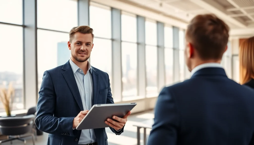 Headhunter Schweiz berät Klienten in einem modernen Büro mit Zürich-Skyline