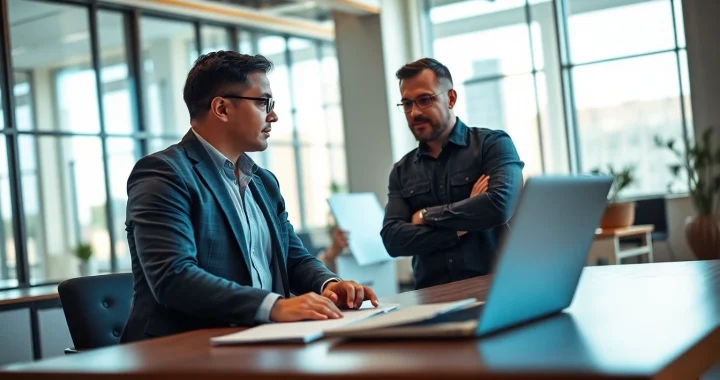 Headhunter Ingenieure consulting a client in a bright office space.