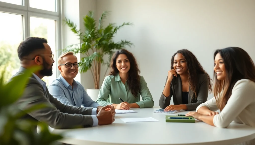 Fostering emotional wellbeing through collaboration in a peaceful office environment.