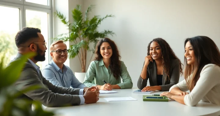 Fostering emotional wellbeing through collaboration in a peaceful office environment.