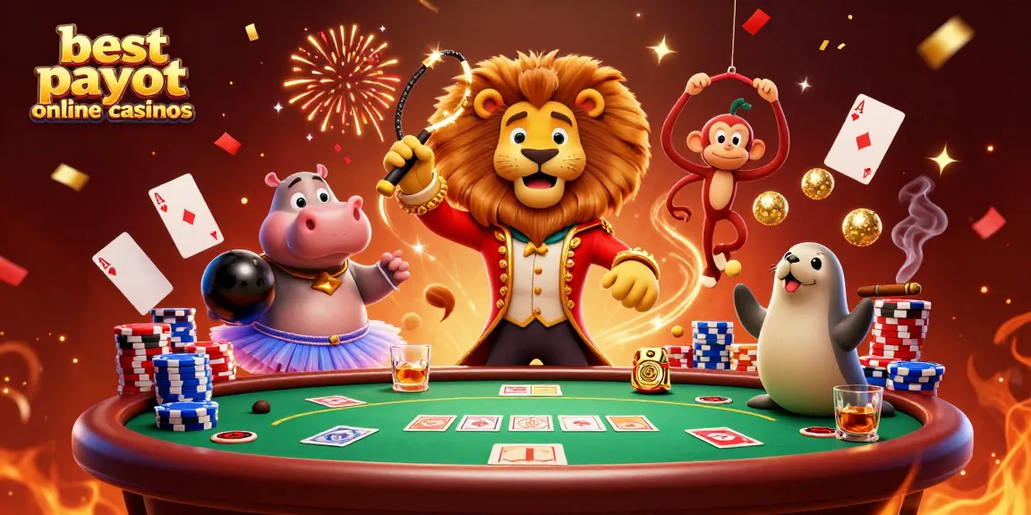Experience the thrill with the best payout online casinos, featuring dynamic casino characters amidst vibrant gaming elements.